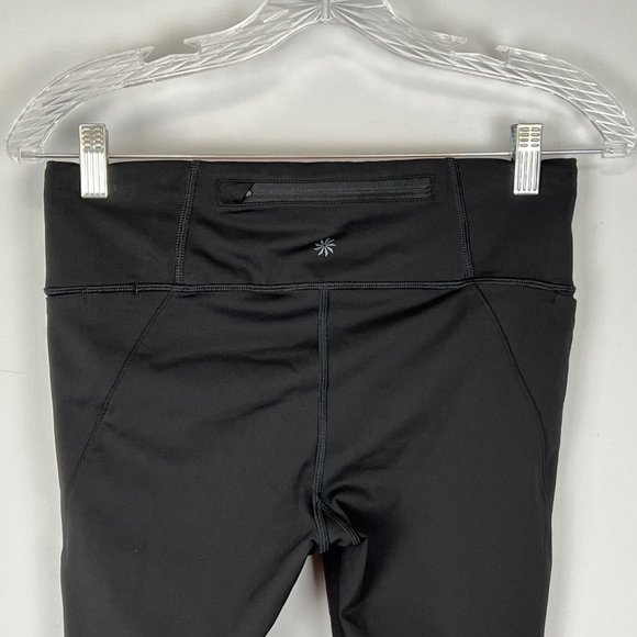 Athleta Velocity Stash Pocket Colorblock Capri Antique Burgundy Black size Small - Picture 9 of 14